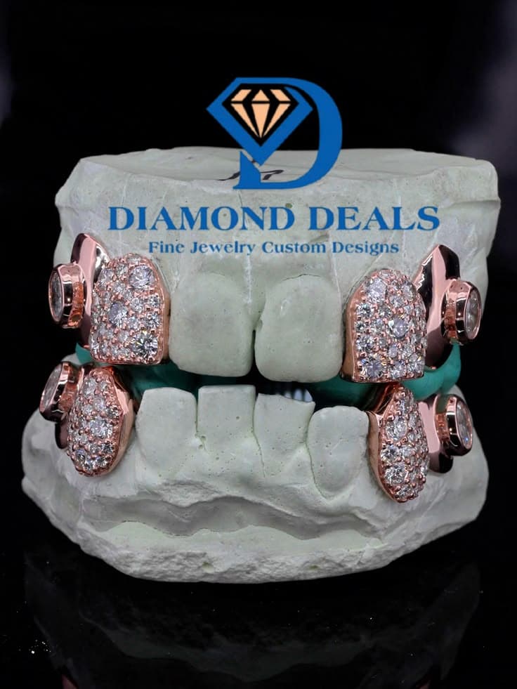 4 Top 4 Bottom Honeycomb Grillz with Bezel Side Accents