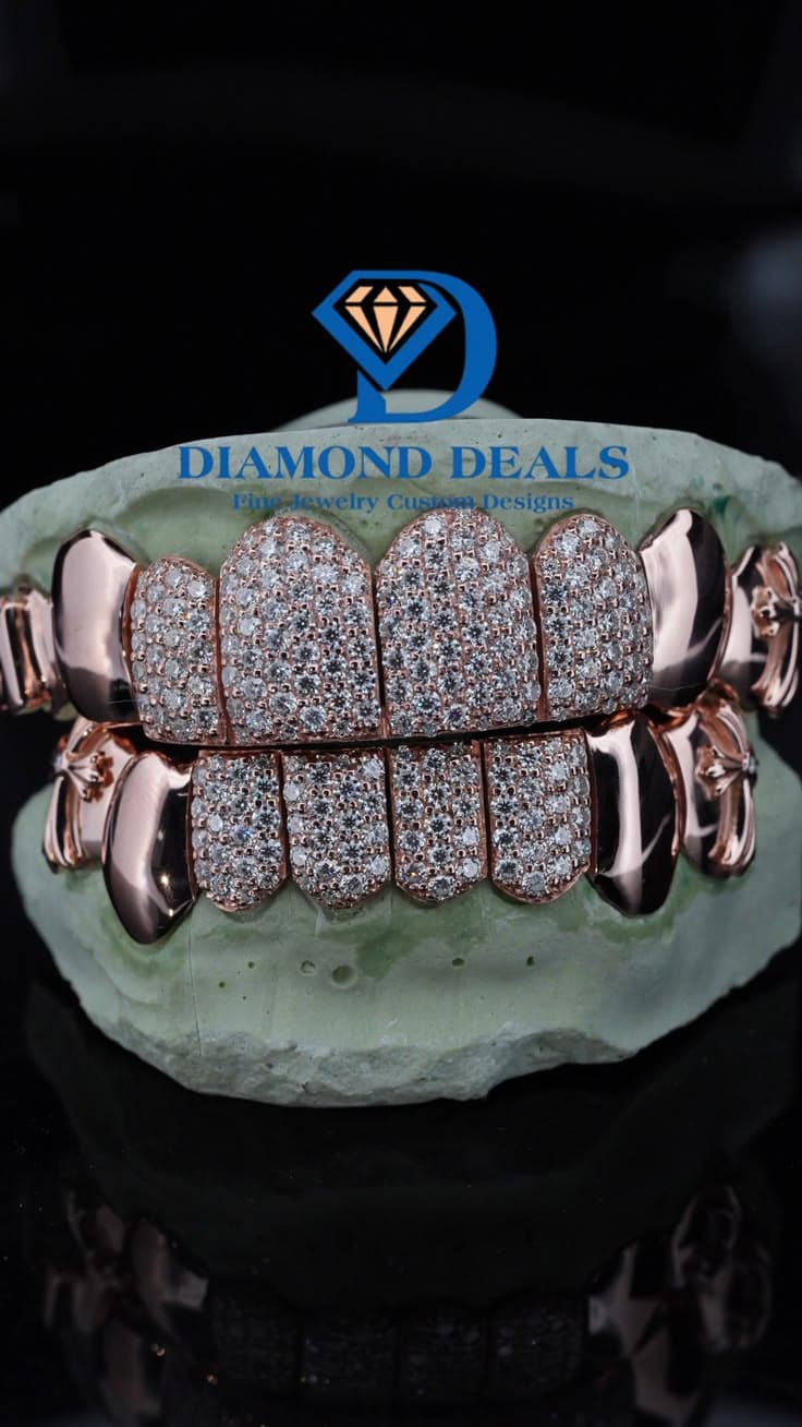 8 Top 8 Bottom Honeycomb Rose Gold With Custom On Side Caps