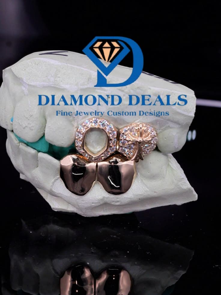 2 Top 2 Bottom Open Face Grillz with Cross Charm