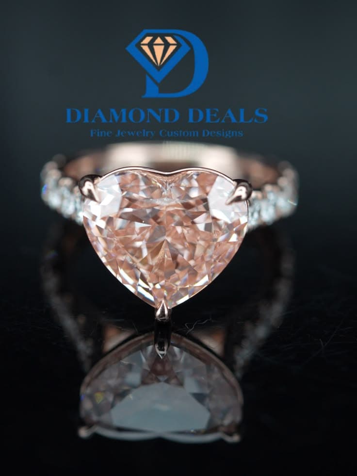 14K Rose Gold 7.07ct VS1 Fancy Vivid Pink Heart - DD12556