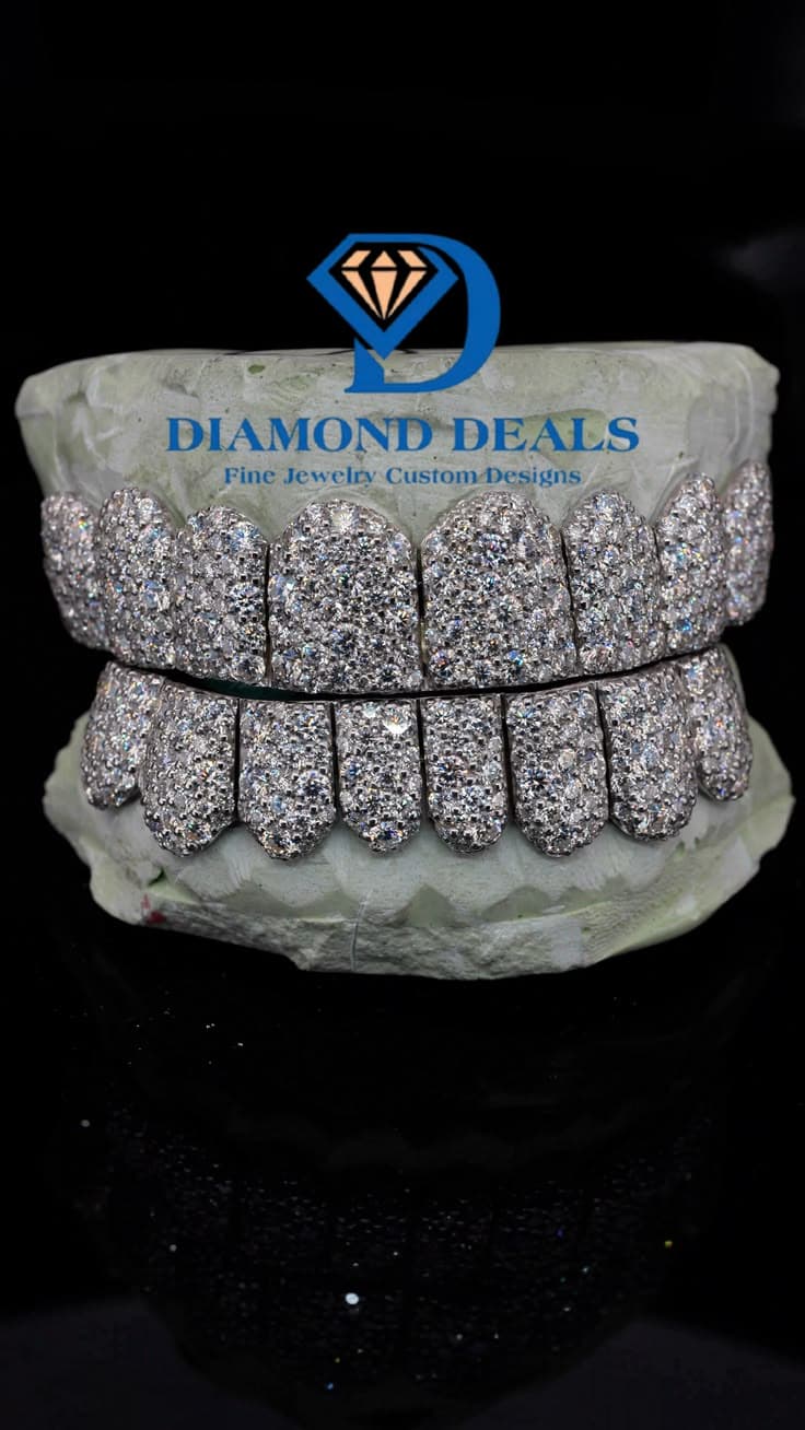 8 Top 8 Bottom Silver Galaxy Grillz