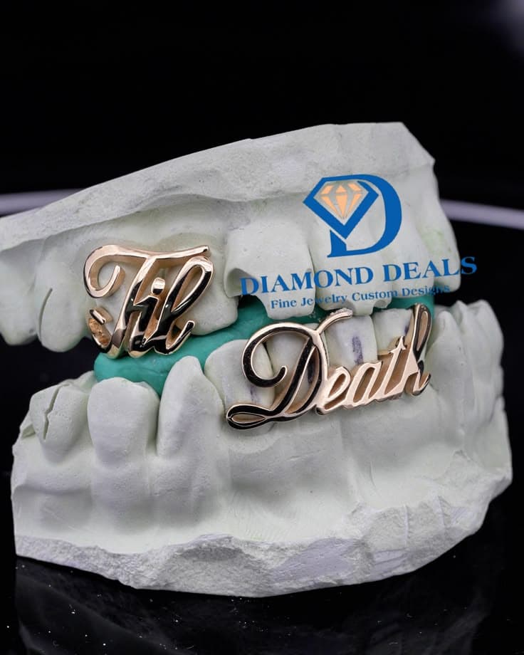 "Jil Death" Custom Cursive Letter Grillz