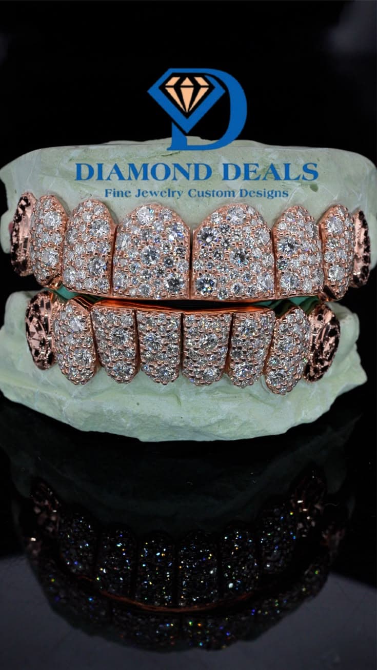 8 Top 8 Bottom Silver Base 8PT Galaxy CVD Lab Diamonds with Rose Cut End Caps
