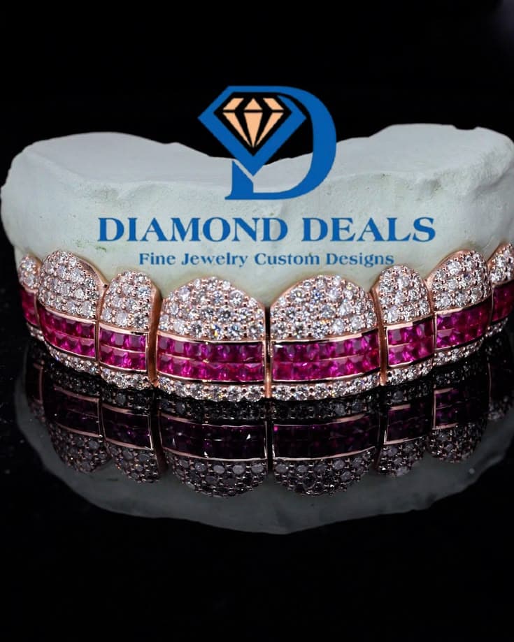 8 Top Ruby Channel Set with Pavé Caps