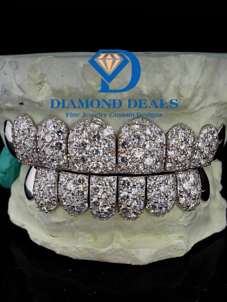 8 Top 8 Bottom Jumbo Honeycomb Diamond Grillz