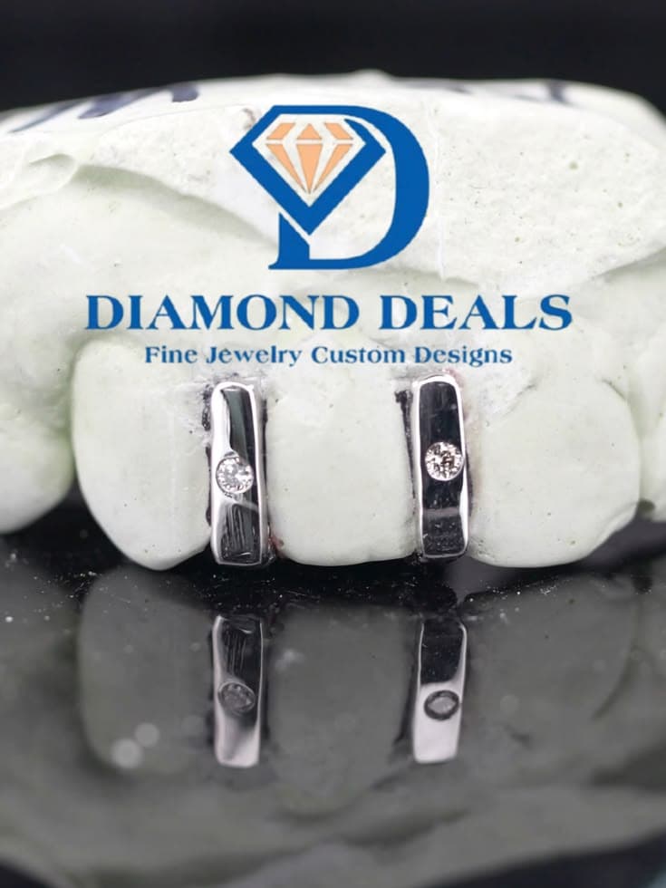 2 Top Single Cap Bezel Set Round Diamond Grillz