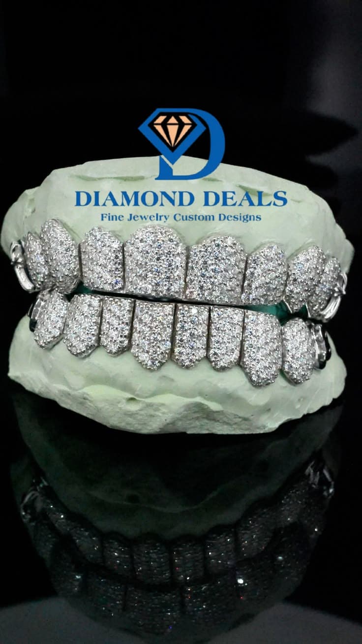 10 Top 10 Bottom Full Pavé Grillz with Side Charms