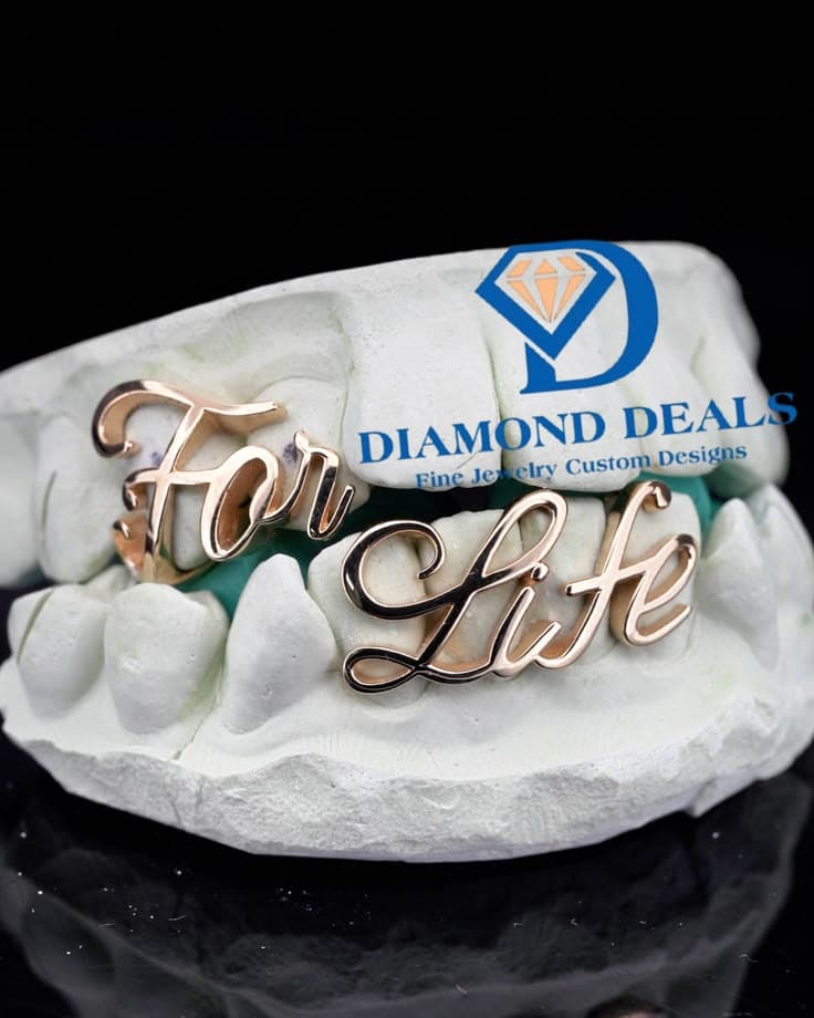 '' For Life '' Custom Cursive Letter Grillz